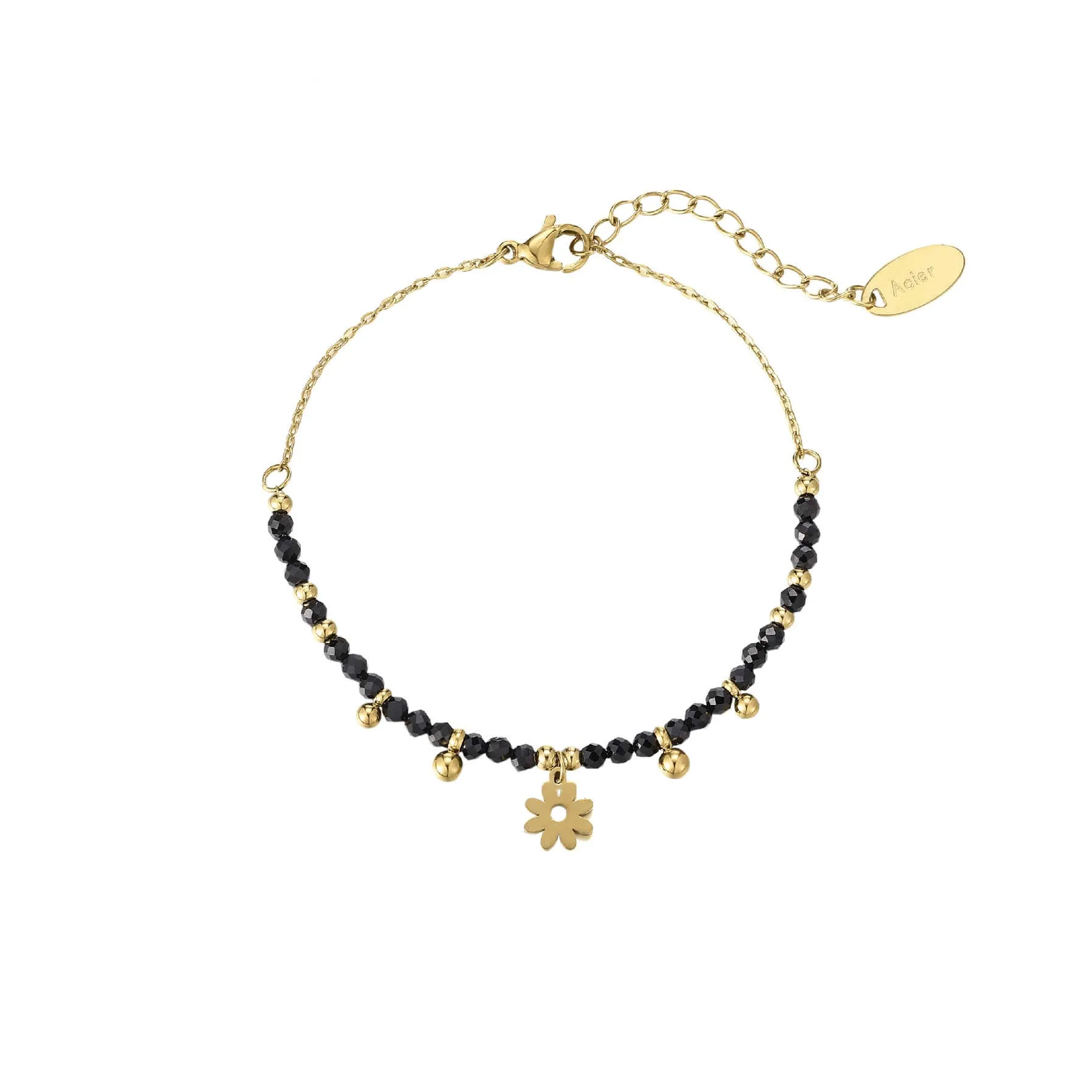 Bracelet Laurie Obsidienne acier doré or